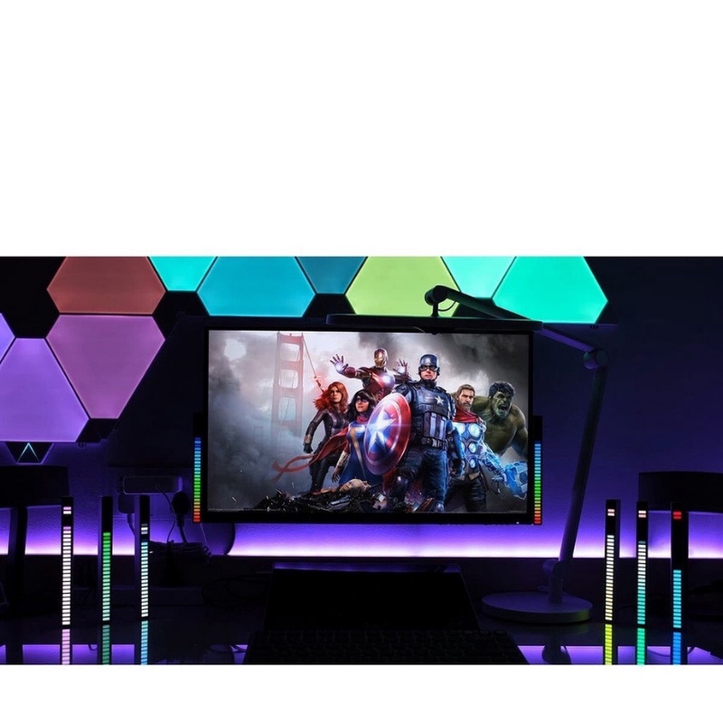 Thanh đèn LED 16 triệu màu cảm biến theo nhạc, Đèn led cảm ứng âm thanh D08-RGB, nhấp nháy theo nhạc