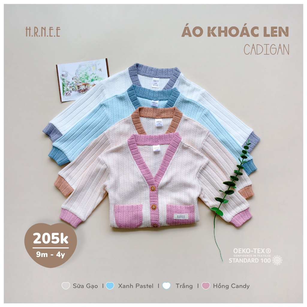 HRNEE Áo len cadigan cho bé phong cách hàn quốc
