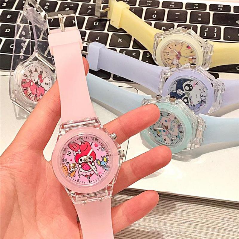 Sanrio Đồng Hồ Điện Tử Chống Thấm Nước Hình Hello Kitty Phát Sáng Dành Cho Học Sinh