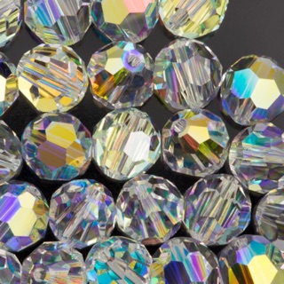 Hạt Pha Lê Tròn - Swarovski 5000 - Size 6mm và 8mm - Màu Trắng Ánh Xà Cừ 001AB