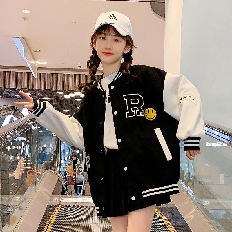 < Gmn > Áo Khoác Bóng Chày Phong Cách Phương Tây Mùa Xuân Thu Cỡ Vừa Phong Cách Phương Tây Cho Bé Gái