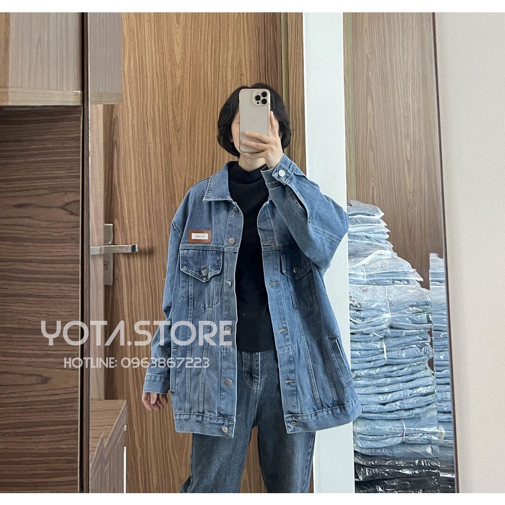 Áo khoác jeans tag da - KB42