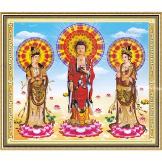 Tranh Đính Đá ABC 3D Tây Phương Tam Phật HA016ABC (KHÁCH TỰ ĐÍNH) KT:95X86CM