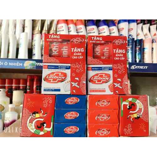 (TẶNG KHĂN CAO CẤP) COMBO 3 Xà Bông Cục Lifebuoy Bảo Vệ Vượt Trội 10 (Đỏ) 90gx3