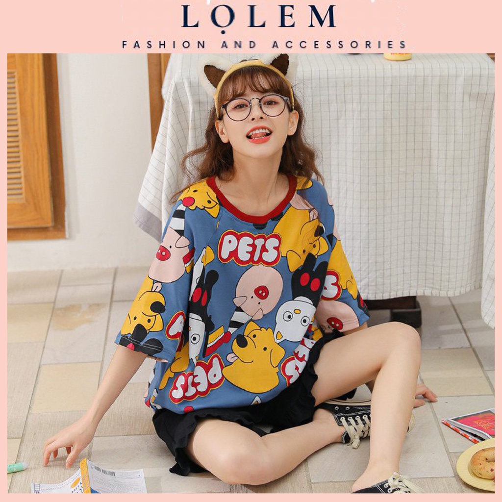 Bộ Mặc Nhà Cổ Tròn Ngắn Tay Chất Cotton Xuân Hè 2022