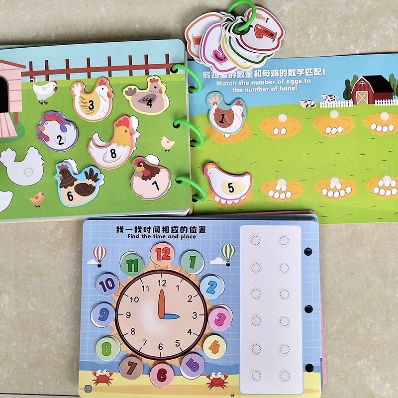 Học liệu Toán học thông minh đầu đời cho bé Mathematics Quiet Book,Học liệu bóc dán Montessori, Sách Bóc Dán Toán