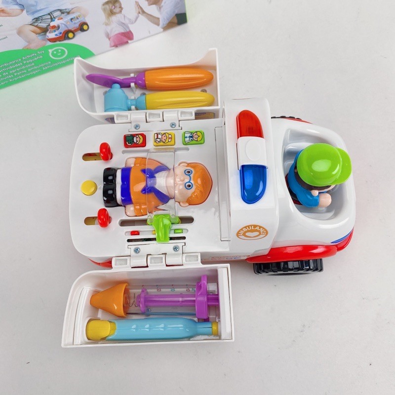 𝐍𝐎𝐖 𝐒𝐇𝐈𝐏 Hộp Đồ Chơi Xe Cứu Thương Chạy Pin Hãng Hule Toys Xe Cấp Cứu Bệnh Nhân Hướng Nghiệp Cho Bé