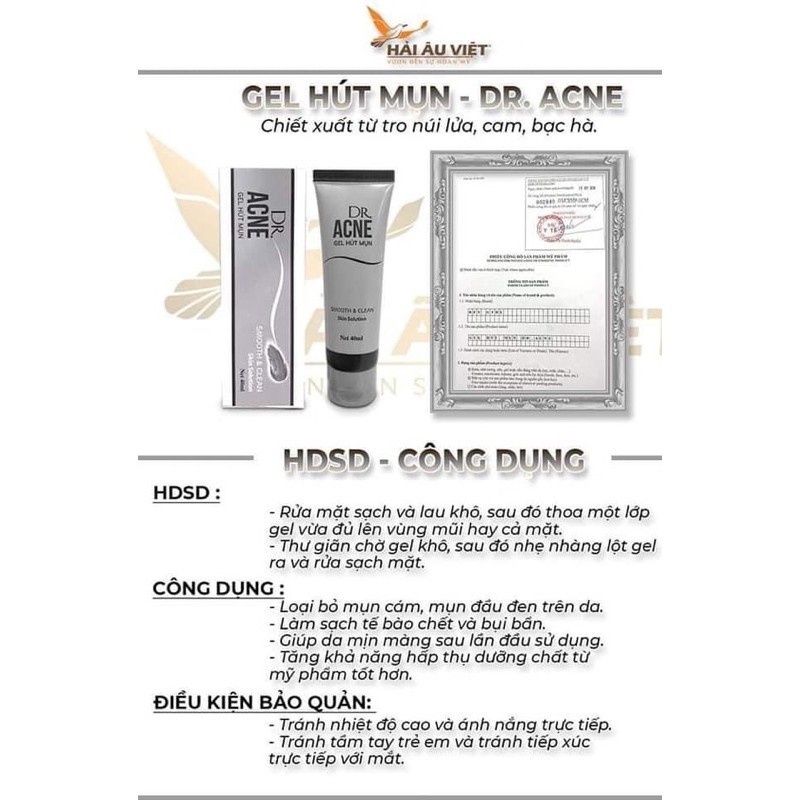 Gel Lột Mụn Hút Mụn DR.ACNE  - Giúp Thải Độc Chì - Làm Sạch Và Sáng Mịn Da