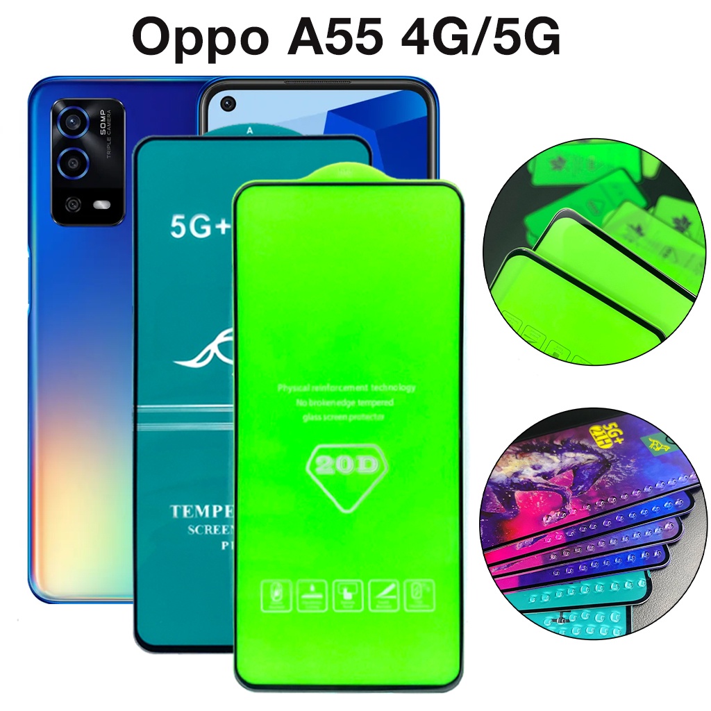Kính Cường Lực Oppo A55 (4G/5G) 2021 Full màn trong suốt OG xanh Cao cấp Tặng Kèm Khăn Lau màn hình