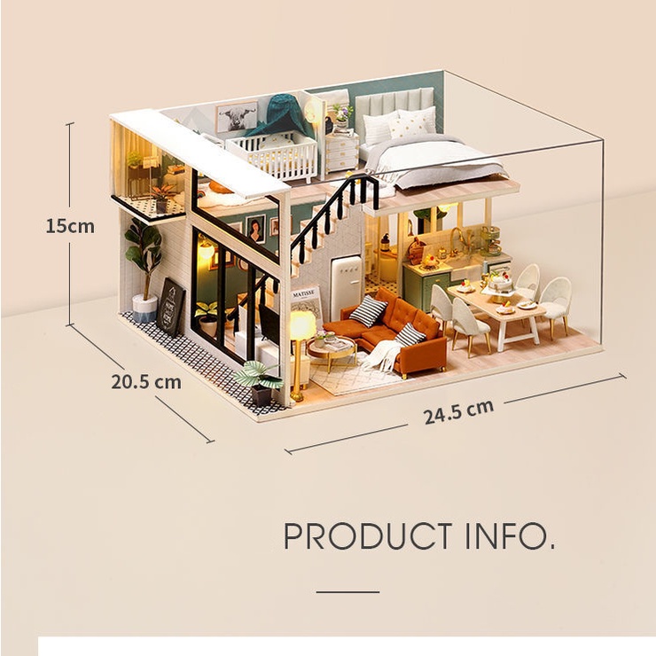 Bộ đồ chơi lắp ráp mô hình nhà búp bê DIY Doll House Miniature-Comfortable life làm quà noel cho bé