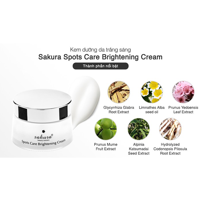 Sản phẩm dưỡng trắng da và ngăn ngừa sạm nám Sakura Spots Care Brightening Cream