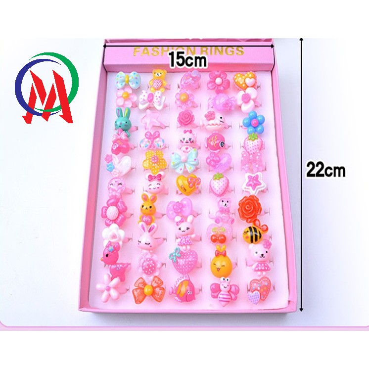 Hộp Nhẫn Nhựa  Cho Bé 50 Chiếc Max Các Hình Ngộ Nghĩnh, Đáng Yêu Cho bé