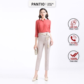 FAS52329 - Áo sơ mi dài tay cổ cách điệu hai màu - PANTIO