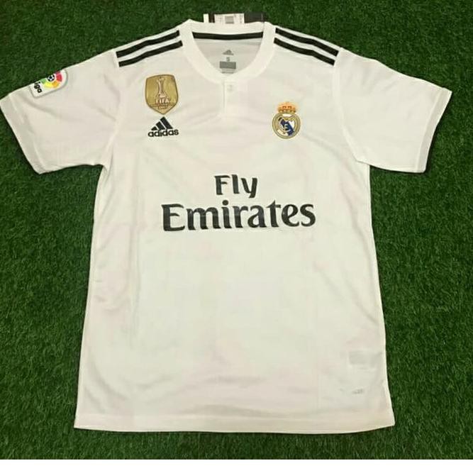 Áo Thun Tay Ngắn In Chữ Real Madrid Home + Wcc Jersey 2018 / 2019