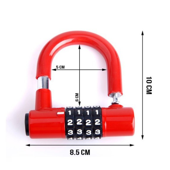 Khóa số chữ U 4 số an toàn và tiện lợi cho người hay quên chìa khóa KT: 8.5x2x10cm (ảnh thật)