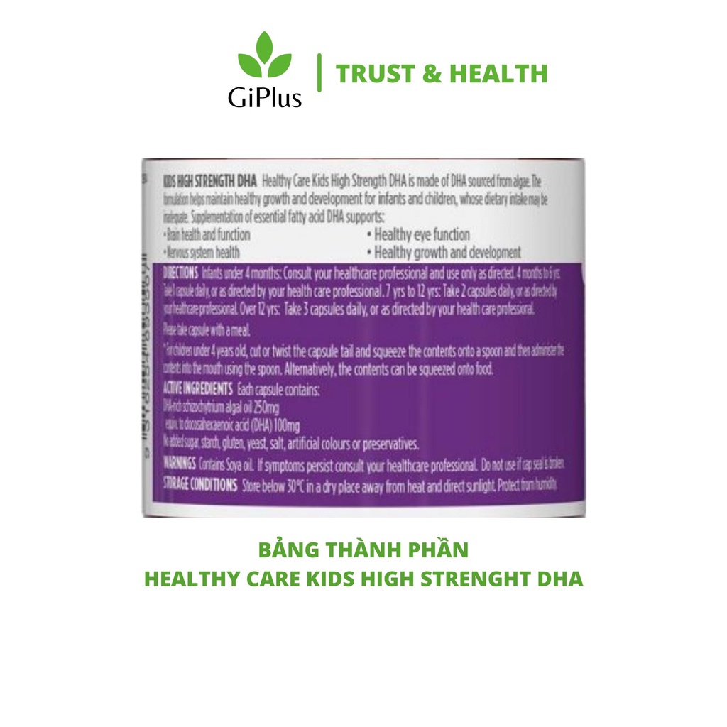 Viên Uống Bổ Sung DHA Cho Trẻ Healthy Care Kids High Strength DHA (60 viên/Lọ)