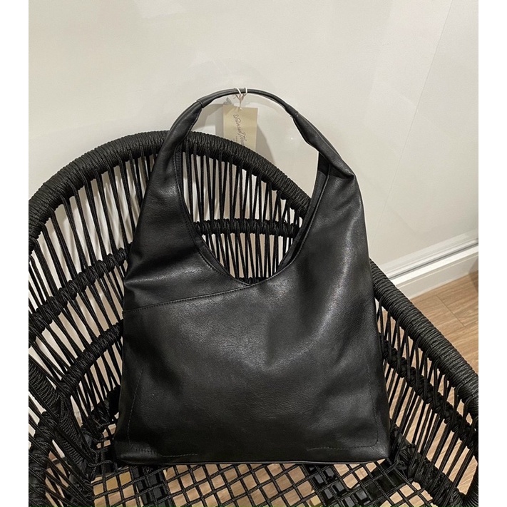 TNS-Túi tote quai liền da mềm Univerzal tote bag-màu đen