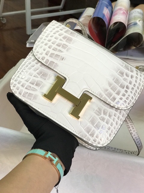 Túi HM constance da bò dập vân cá sấu cao cấp