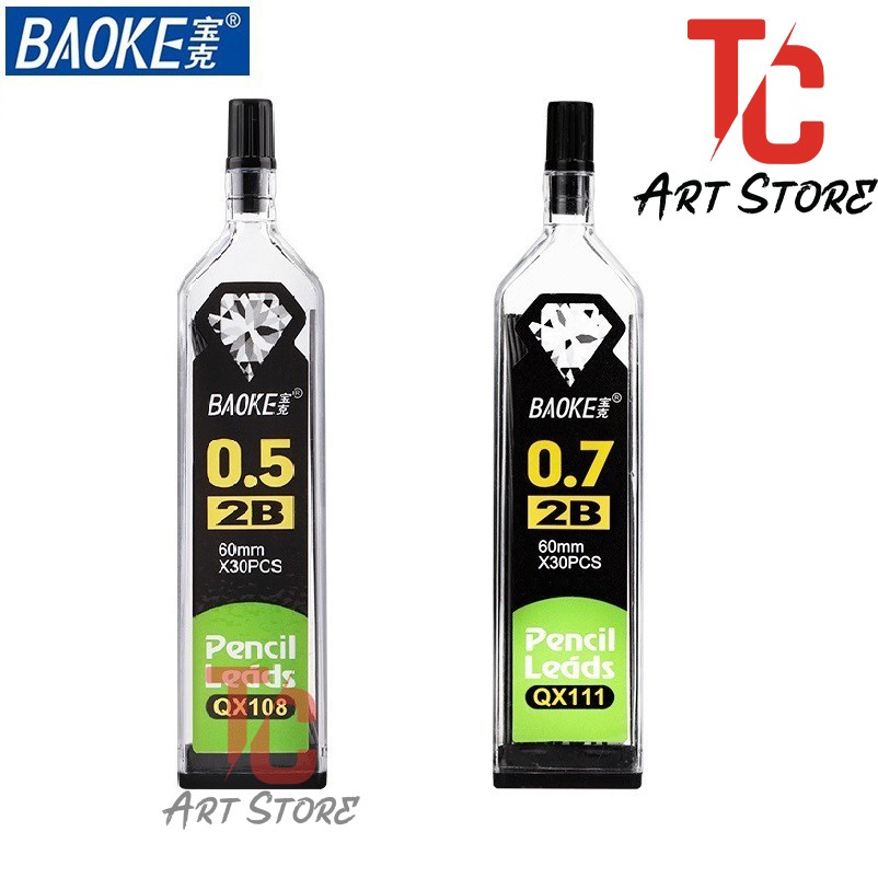 Ruột bút chì bấm 0.5 / 0.7 Baoke, độ cứng 2B [NHÀ P.PHỐI VPP BAOKE – VPP Thành Công]