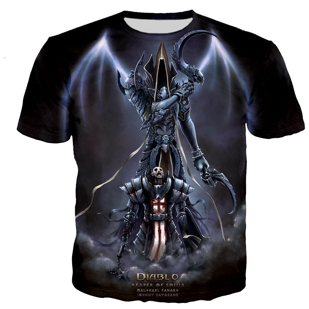 Áo thun tay ngắn cổ tròn in họa tiết game Diablo 3 Reaper of Soul 3D phong cách Hip Hop thời trang cho nam và nữ