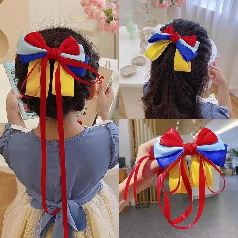 Kẹp Tóc Nơ Ruy Băng Hóa Trang Công Chúa Bạch Tuyết Cho Bé Gái