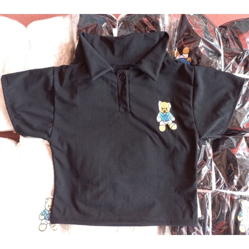 Áo Thun Croptop Ngắn Tay Cổ Bẻ In Hoạ Tiết Gấu Thời Trang Cho Nữ