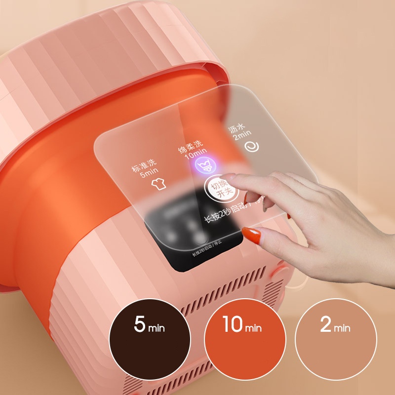 Máy Giặt Mini Cho Bé Máy Giặt Đồ Mini Gấp Gọn Di Động Vắt Khô Khử Khuẩn Bằng Ánh Sáng Xanh Đèn Rọi 6L -Tiện Dụng Khi Đi Du Lịch