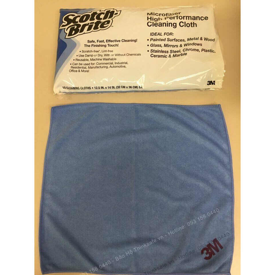 Khăn Lau Đa Năng Microfiber 3M SQ21 32cm x 36cm cấu tạo bằng các sợi microfiber giúp lấy sạch vết bụi bẩn - Thinksafe