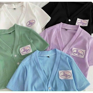 Áo bozip croptop khuy cúc cổ v siêu xinh