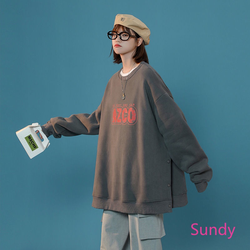 Áo sweater plus size tay dài dáng rộng phong cách thời trang hàn quốc cho nữ