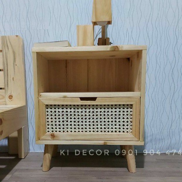[TK001] - KỆ TỦ ĐẦU GIƯỜNG MÂY ĐAN MẮT CÁO KI DECOR SIZE 50X35X55CM | BigBuy360 - bigbuy360.vn