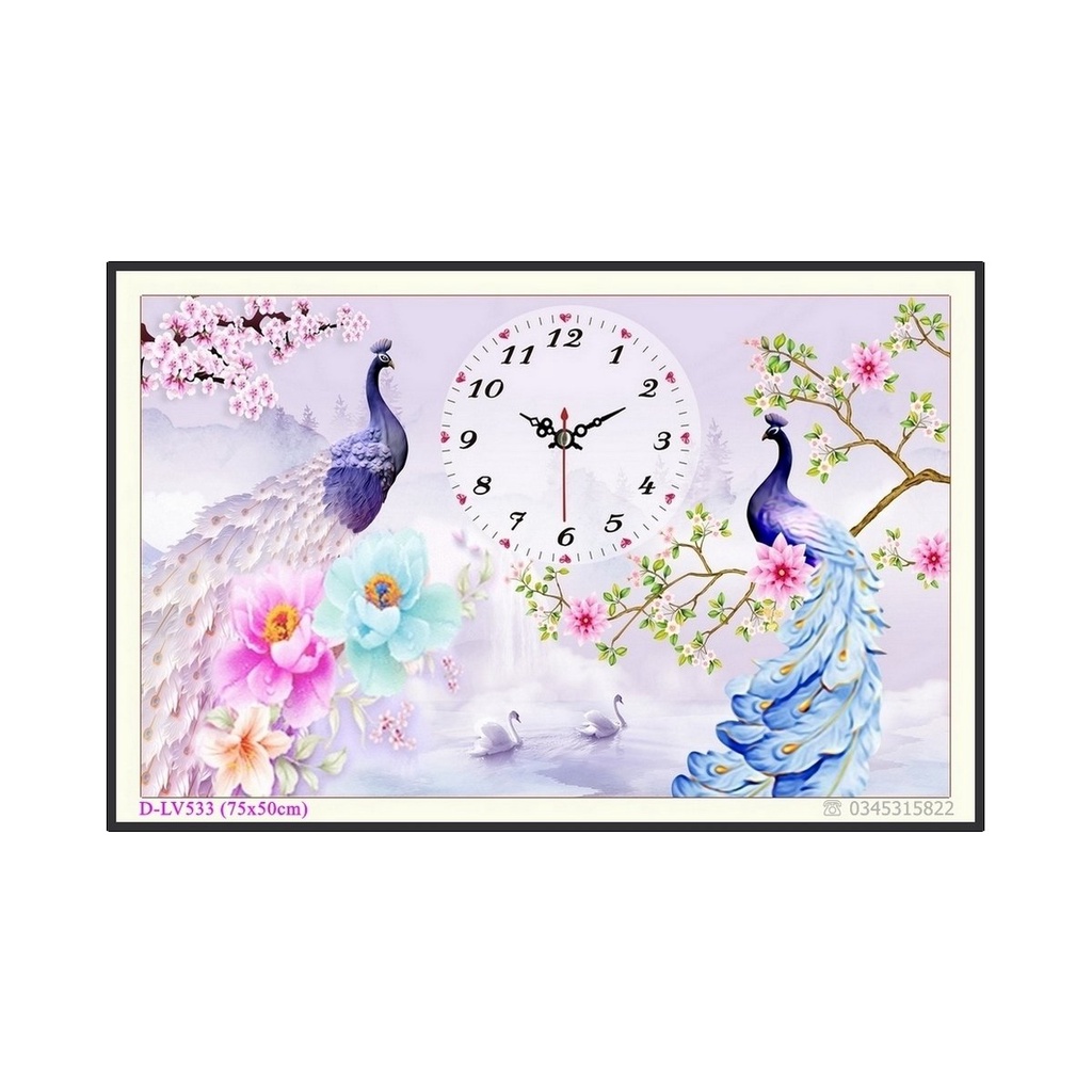 Tranh Đính Đá ĐỒNG HỒ CÔNG (ĐÁ ABC CAO CẤP). Kích Thước: 75cm x 50cm