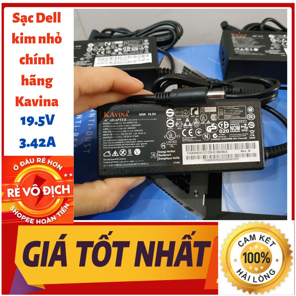 Sạc Laptop Dell Chân Kim Nhỏ 19.5V - 3.34A Chính Kavina Dùng Cho Dell Inspiron 5458/5558/5551/5555/5758