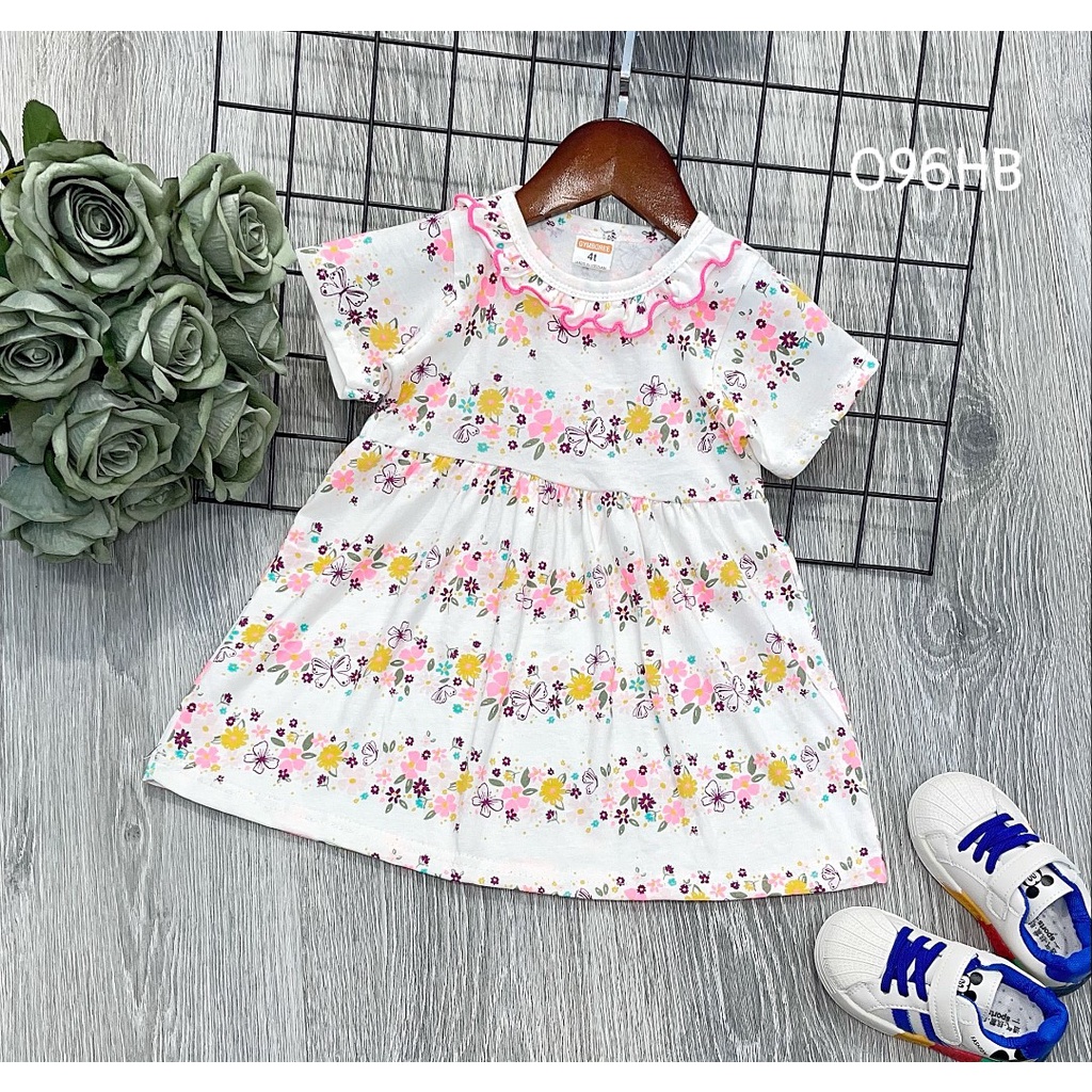 Váy bé gái cổ bèo dáng babydoll chất cotton VNXK siêu đẹp 096