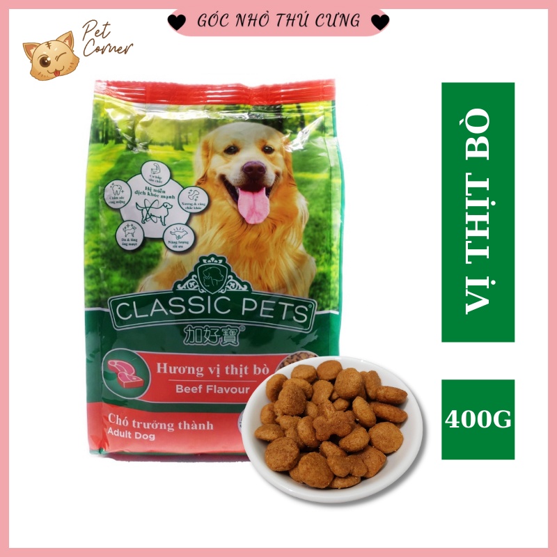 Thức ăn cho chó lớn Hạt Classic Pets Vị Thịt Bò 400g