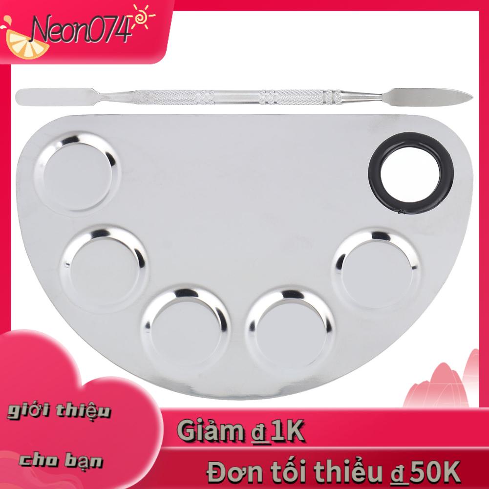 Neon074 Bảng trộn trang điểm Thìa thép không gỉ Sơn bột màu Son môi Tấm