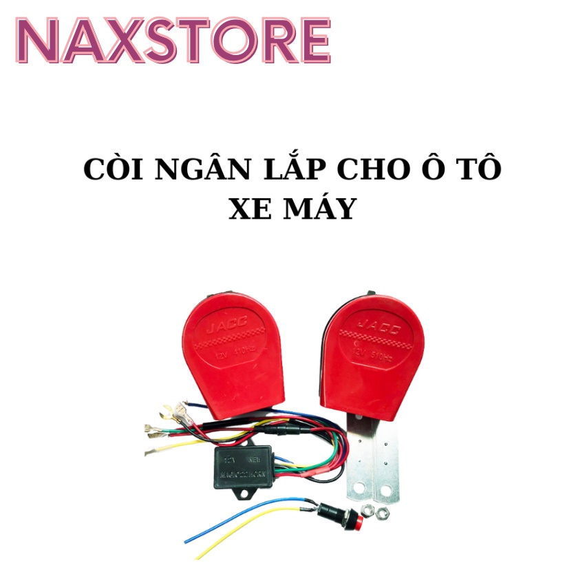 Còi ngân 8 tiếng JACC chạy điện bình 12V tặng kèm công tắc