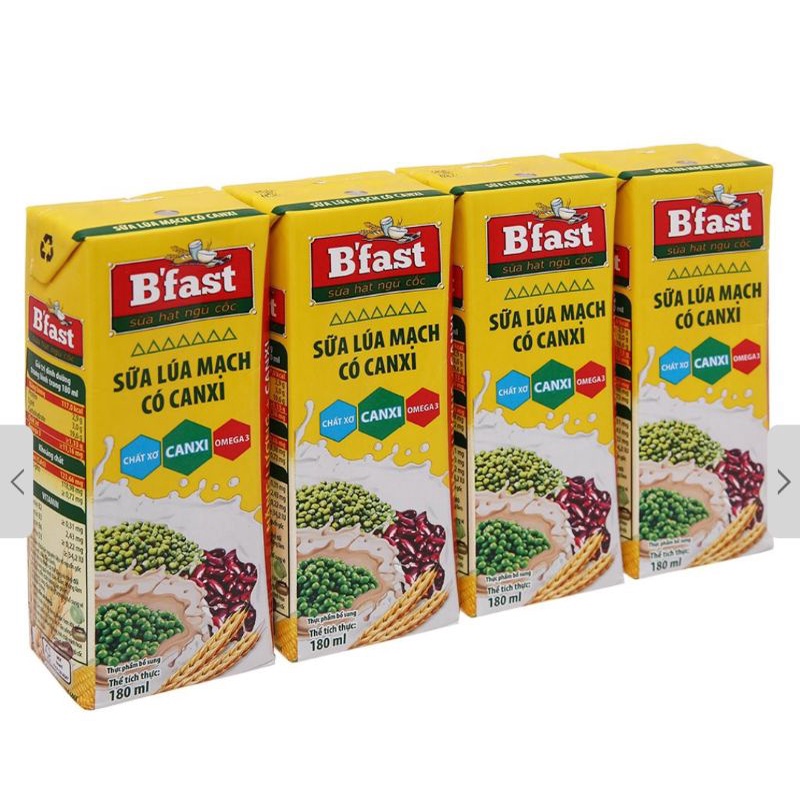 Lốc 4 hộp sữa lúa mạch BFAST 180ml
