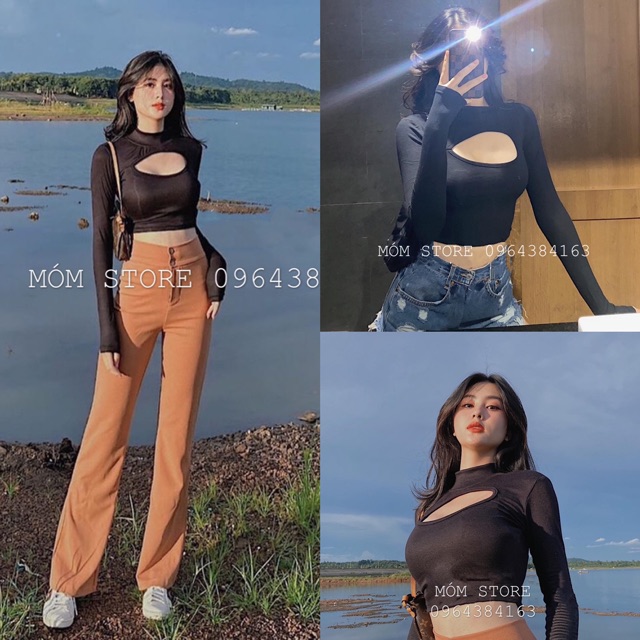 [ 𝐑𝐄̉ 𝐕𝐎̂ Đ𝐈̣𝐂𝐇 ] Áo croptop thun gân tay dài hh.vintage [ẢNH THẬT 100% ]