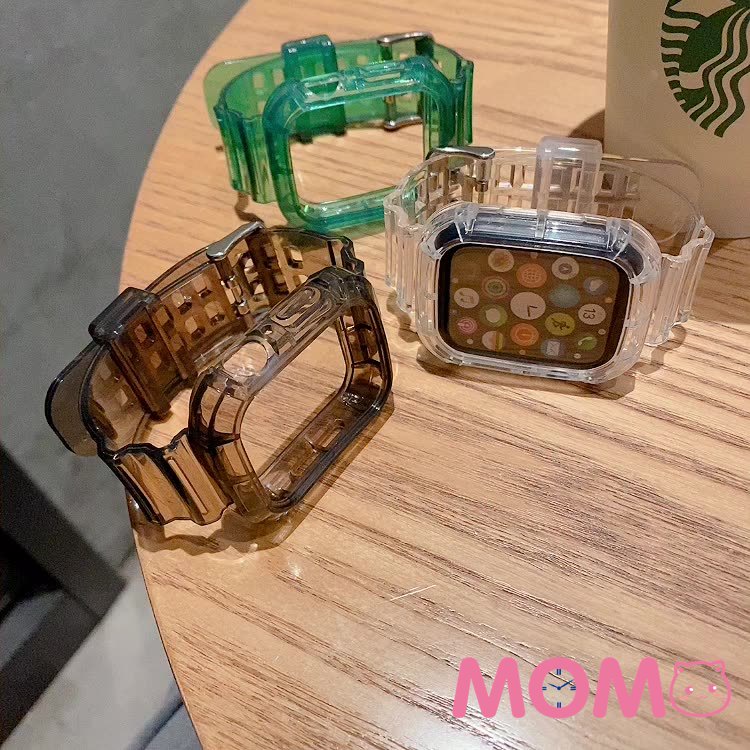 Dây đeo nhựa trong suốt cho đồng hồ thông minh Smart Watch Serise 7 6 SE 5 4 3 2 Iwatch 45mm 40mm 42mm 44mm