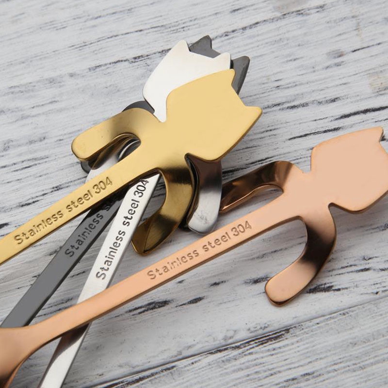 Muỗng cà phê bằng inox cán hình mèo dễ thương