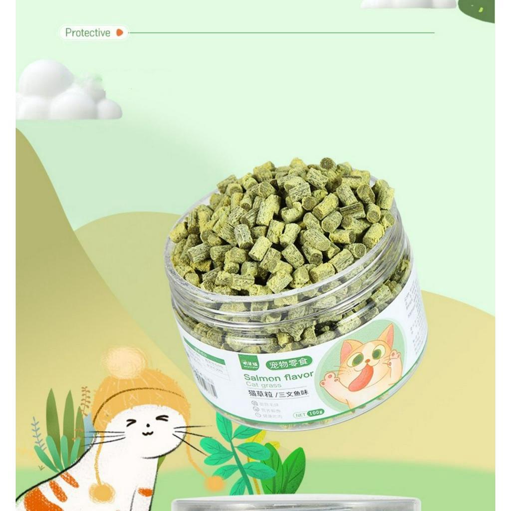 Cỏ Mèo Catnip Mix Cá Hồi Viên Tiêu Búi Lông Tăng Nọng Snack Mèo Bé Trưởng Thành HỘP 100GRAM