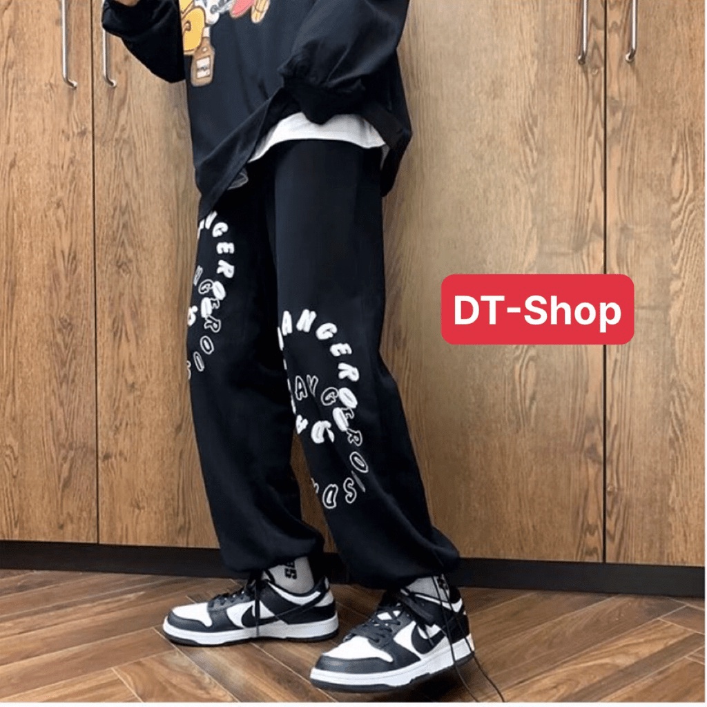 Quần Ống Rộng Nam Nữ Unisex - DT-shop - Kiểu Dáng Thể Thao Ulzzang - Dây Rút Ở Gấu Quần - 3 Màu Đen Trắng Xám S0