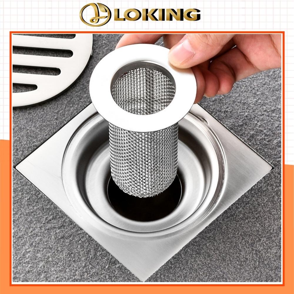 Bộ Giỏ Lọc Rác Nhà Tắm, Bồn Rửa Chén Bát Đời Mới Bằng INOX 304 Cao Cấp, đế lưới sâu lòng - LOKING
