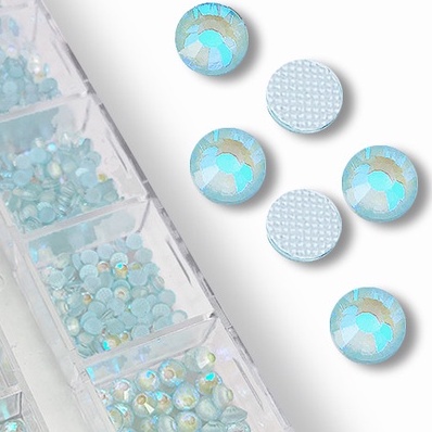 Đá Chân Lưới Nail 12 Khía Màu Nước Gạo Light Blue Fluorescence Đính Móng ANGELICA 657