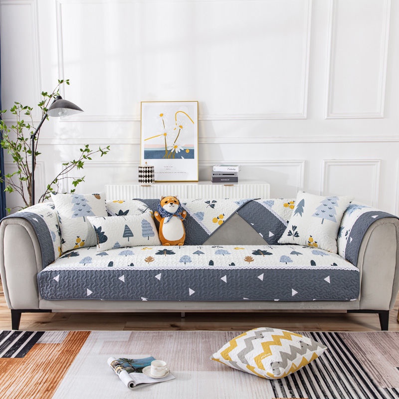 Đệm Lót Ghế Sofa Vải Da Cotton Chống Trượt Phong Cách Bắc Âu Hiện Đại