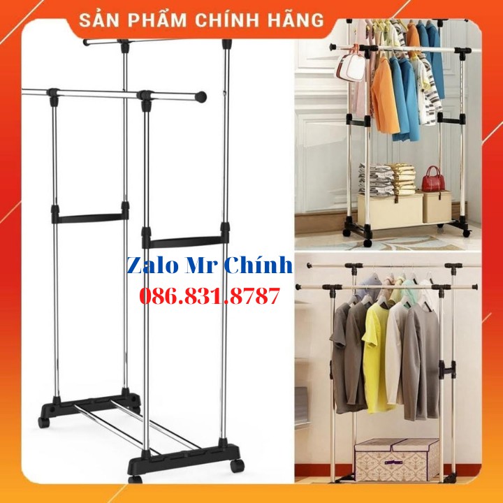 [ Free Ship ] Giá phơi quần áo Inox NiNDA R217 2 tầng có bánh xe [ GỌI LÀ CÓ ] [ SẴN HÀNG ] mới nhất 2020