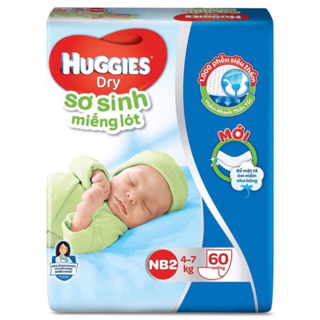 Tã lót Huggies size nb/60 miếng