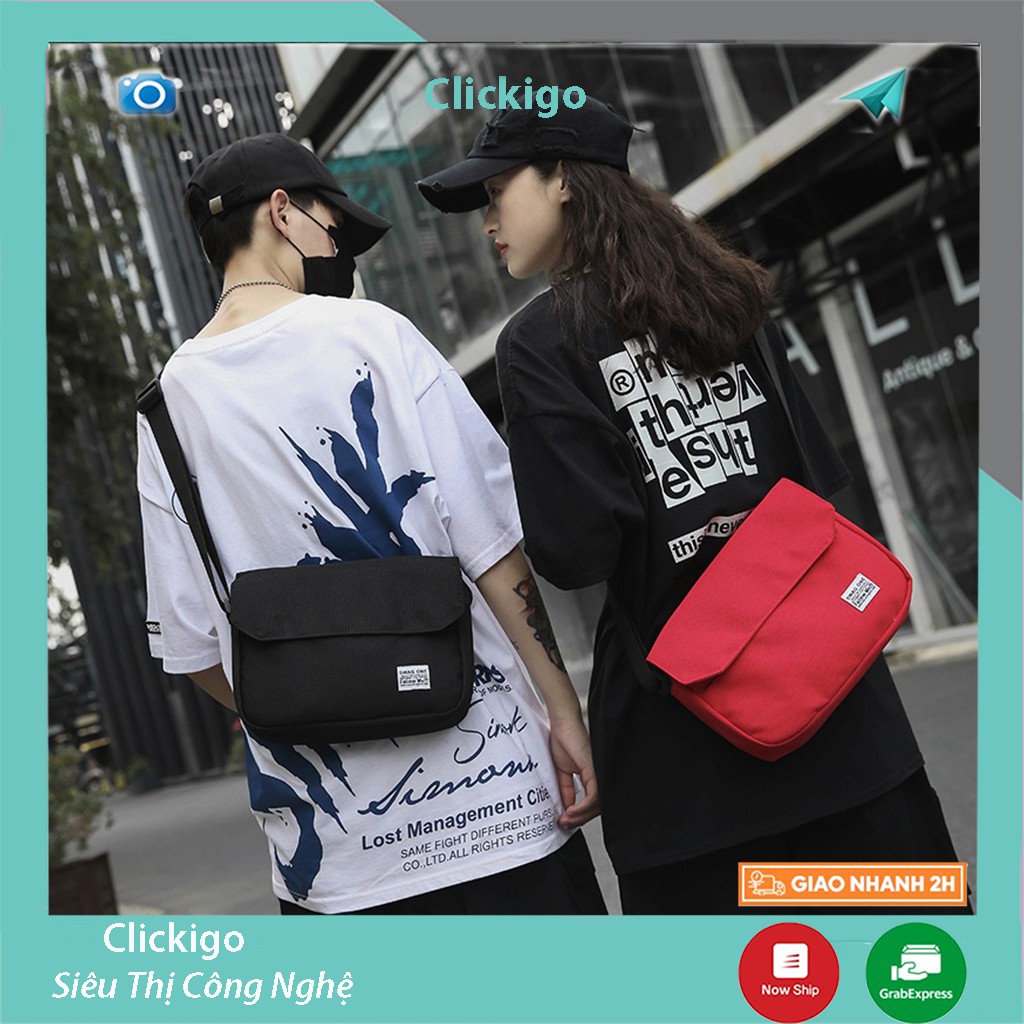 Túi đeo chéo nam mini vải canvas bền bỉ phong cách unisex Hàn Quốc