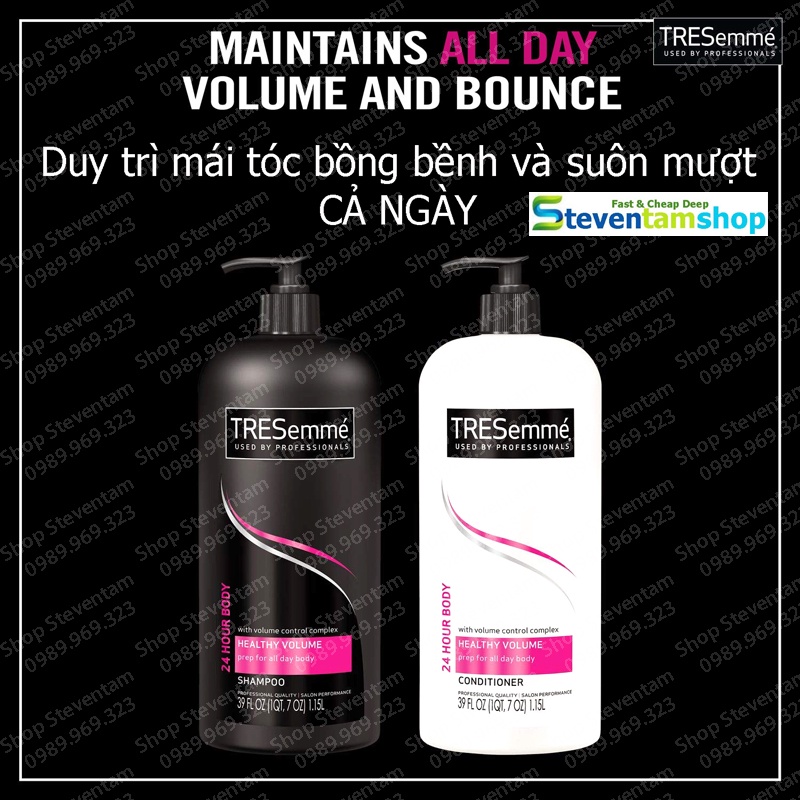 Dầu gội, xả TRESemme 1,15 lít dưỡng tóc thẳng mượt suốt 24H